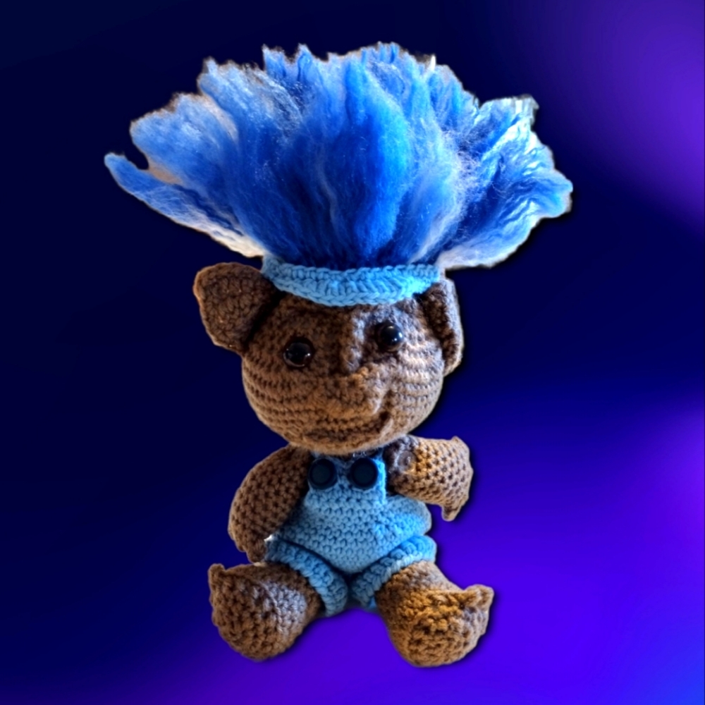 Crochet blue troll doll